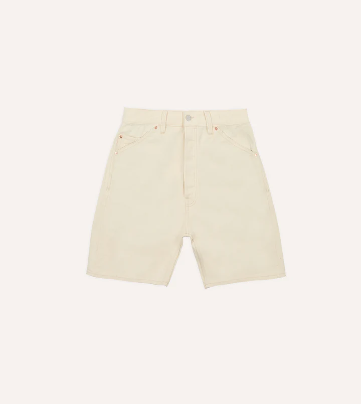 Drake's Ecru 12.7oz Selvedge Denim Five-Pocket Shorts