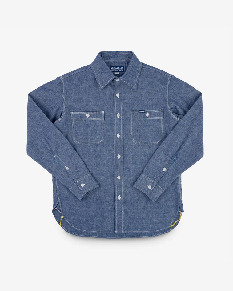 Iron Heart 10oz Selvedge Chambray Work Shirt - Blue